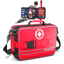 Besst Survivor Comprehensive Premium First Aid Kit, Emergency Trauma Kits with Shoulder Strap for Car Camping Gear, Labelled Compartments Survival Kit, Home Essentials, Outdoor Emergency Medical Supplies -252 Piece