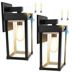 Aqonsie Solar Wall Lights Outdoor with 3 Lighting Modes & Motion Sensor, Solar Porch Light with 2 Bulbs, Waterproof Solar Wall Sconce, Solar Wall Lantern Light Fixture for Garage Porch Shed Yard Front Door