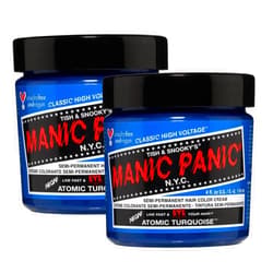 MANIC PANIC Classic Atomic Turquoise Semi Permanent Hair Color - Neon Aqua Blue Hair Dye for Women & Men That Lasts 4-6 Weeks - Vegan, Ammonia & Cruelty-Free - Create & Mix Custom Shades (4oz / 2pk)