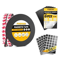 FINDMAG 45ft x 1/2'' x 1/16'' Magnet Tape & 6 Pack 4'' x 6'' Magnetic Sheets & 175 Pcs Square Magnets