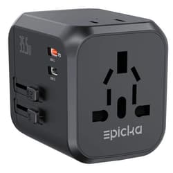 EPICKA Universal Travel Adapter, International Plug Adapter with Dual AC Outlet, 2 USB-C 35W PD Fast Charging & 3 USB-A, All in One Worldwide Wall Charger (TA-205, Black)