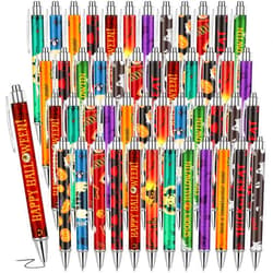 Cholemy 48 Pieces Halloween Pens Bulk Halloween Party Ballpoint Pens Retractable Novelty Pumpkin Skeleton Bat Spider Gel Ink for Office School Party Favor