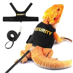 TUKOAW Bearded Dragon Harness and Leash Set - Escape Proof Adjustable Lizard Reptiles Harness with 5 ft Short Leash for Walking Outdoor