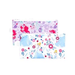 Bumkins Disney Reusable Snack Bags, for Kids School Lunch and for Adults Portion, Washable Fabric, Waterproof Cloth Zip Bag, Supplies Travel Pouch, Food-Safe, 2-pk Princess