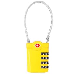 ZHEGE TSA Approved Cable Locks Flexible, Travel Lock, 4 Digit Luggage Combination Locks with Open Alert Indicator for Suitcases, Backpack, Baggage (Yellow)