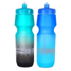 GEMFUL Bike Water Bottle 24oz Cycling Water Bottle BPA-Free with Leak-Proof Lid Squeeze Design 2 Pack No-Sweat Grip Fits Standard Bike Cages for Mountain Road Bikes (Gradient Green Black+Blue Green)