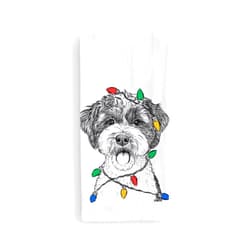 Inkopious Christmas Lights Bella The Cockapoo Tea Towel, Dishcloth, Dinner Napkin, Flour Sack Towel, Kitchen Decoration, Set of 1