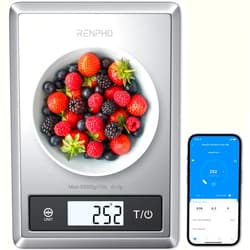 RENPHO Smart Food Scale, Digital Kitchen Scale for Food Ounces and Grams, Food Weight Scale with Nutritional Calculator APP for Keto, Macro, Calorie and Weight Loss, Stainless Steel