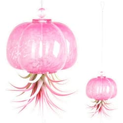 OtGalk Handcrafted Blown Glass Jellyfish Hanging Planter – Unique Air Plant Holder, Sea Glass Hanging Planter for Distinctive Terrarium Decor, Perfect for Garden, Porch, or Windowsill (No Plants)