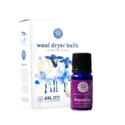 Woolzies Wool Dryer Balls Organic: 6 XL Laundry Balls for Dryer + 10 ml Lavender Essential Oil Combo for use as 100% Pure and Natural Fabric Softener | Best Scented Wool Balls Laundry