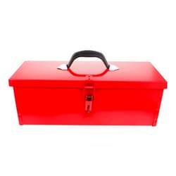 OSKOE Red Metal Tool Box Iron Sheet Tool Box Metal Toolbox Red Metal Tool Storage Case Red Metal Lockable Tool Box, Multi-Function Tool Organizer, 15.3X6.2X5.1inch