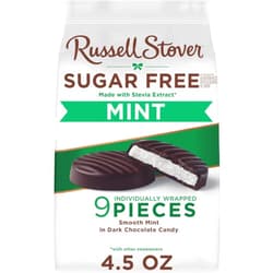 RUSSELL STOVER Sugar Free Dark Chocolate Mint Patties Candy, 4.5 oz. bag - Sugar Free Chocolate Candy