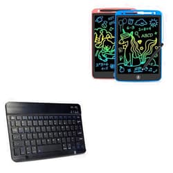 BoxWave Keyboard Compatible with Rcovasc Writing Tablet for Kids (10 in) - SlimKeys Bluetooth Keyboard, Portable Keyboard with Integrated Commands - Jet Black