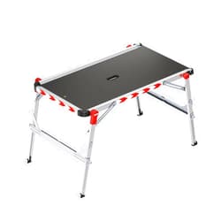 Hailo TP2 Plus | Work & Staircase Platform | Length and Height-Adjustable Telescopic Rails and feet | Integrated Bubble Level | for use with Step stools & stepladders