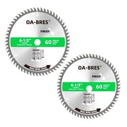 OA-BRES 6-1/2-Inch 60-Tooth Circular Saw Blade with 5/8-Inch Arbor, TCT ATB Finish Blade for Wood Cutting (2-Pack)