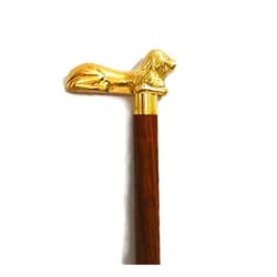 Mahira Nautical StarZebra Wooden Walking Stick Cane with Lion Brass Handle