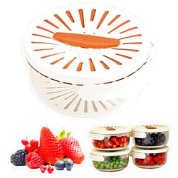 LECDOA Multi-Functional Fruit and Vegetable Washing Bowl, Fruit Strainer Container with Lid, 2 In 1 Sealed Drainer Basket, Drainer and Freshness Basket, Kitchen Tool with Foldable Handle (Brown)