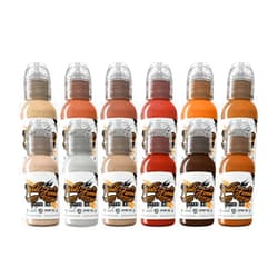 World Famous Tattoo Ink - Skin Tone Color Tattoo Kit - Professional Tattoo Ink in Color Assortment, Includes White Tattoo Ink - Skin-Safe Permanent Tattooing - Vegan & Non-Toxic (1 oz Each)