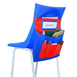 Eamay Chairback Buddy Pockets Chart, Kids School Supplies, Seat Storage Organizer for Classroom Chairs (Blue and Red)