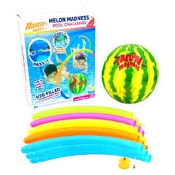 BANZAI Melon Madness Pool Challenge Underwater Ball Set with 3 Target Hoops