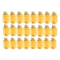 Leviton 515PV Polarized Electrical 15 Amp, 125 Volt, NEMA 5-15P, 2-Pole, 3-Wire, Plug, Straight Blade, Yellow, 24 Pack