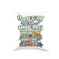 Medication pill box with adorable companion dogs medicine for happiness pill box animals dog breeds puppies Throw Pillow