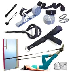 BIVR Portable Pilates Home Kit - Home Workout Equipment with Designed Pilates Loop Straps, Fabric Long Resistance Exercise Bands, Door Anchors and Aluminum Carabiners for Working Out as in Reformer