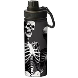 Yioniii Skeleton with a Skull pattern Water Bottles Insulated 18 oz,Insulated Double Walled Leak Proof Sports Water Bottle，Thermo Mug Keep Cold and Hot,White and Black