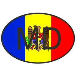 BIKERSTUFFUS MD Moldova Country Code Oval with Flag Sticker