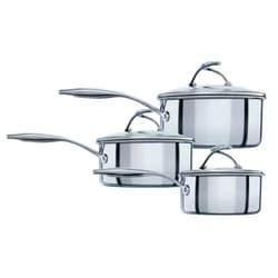 Circulon - S Series - SteelShield - Induction 3 Piece Saucepan Set- 16/18/20cm - Non stick - Dishwasher Safe - Stay Cool Handles and glass lids SteelShield Stainless Steel 3 piece set