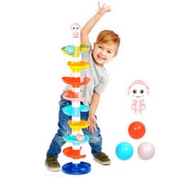 FUN LITTLE TOYS Ball Drop Toys for Toddler 1-3, 9 Layer Roll Swirling Ball Tower with 3 Balls, Ball Run Ramp for Baby Learning Development Educational Activities Toy Birthday Gift