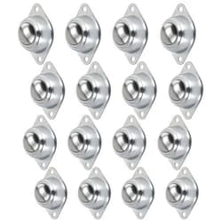 Slaige 16 PCS 3/4 Inch Roller Ball Transfer Bearing, Flange Mounted Carbon Steel Round Ball Transfer Unit, Universal Rotation Ball Casters for Conveyor, Roller Stand, Transmission, Load Capacity 55 lbs