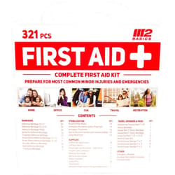 M2 BASICS Complete 321 Piece First Aid Kit | First Aid Kit for Home, Businesses, Vehicle Car | Emergency Kit, Emergency Medical Kit
