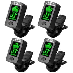 JOYO Clip on Guitar Tuner for Ukulele, Violin, Mandolin, Guitar, Bass, Digital Electronic Chromatic Tuner (JT-01, Black, 4PCS)