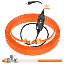 Relaxweex 10 Ft In Pipe Heating Cable Prevents Pipe from Freezing, Internal Self Regulating Heat Trace Cable for Safe Drinking Water, Heat Tape for Water Pipe, 3/4 NPT Fitting, 120 V, 3 W/FT
