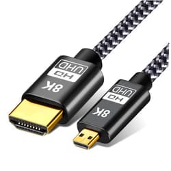 FUJIAXUN 8K Micro HDMI to HDMI Cable 2FT, Ultra High Speed 8K@60Hz 4K@120Hz 48Gbps HDMI Cord Compatible with Digital Cameras, Camcorders, Tablets (2)