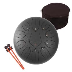 LOMUTY Steel Tongue Drum - 11 Notes 12 inches - Percussion Instrument -Handpan Drum with Bag, Music Book, Mallets, Finger Picks