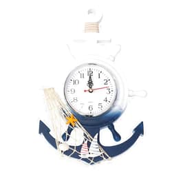 Homoyoyo WINOMO Boat Anchor Wall Clock, Mediterranean Style Nautical Theme Wall Clock Silent Wall Art Clock Hanging Decor for Living Room Bedroom1