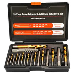 UYECOVE 18Pcs Screw Extractor and Left Hand Drill Bit Set, Easy Out Broken Bolt Remover Reverse 6542/4341 HSS Steel Cobalt, Bolt Extractor Kit for Remove Stripped Screws, Damaged Bolts Studs