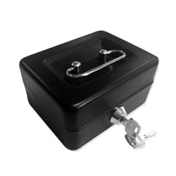 Jssmst Locking Small Steel Cash Box without Money Tray,Lock Box,Black Small