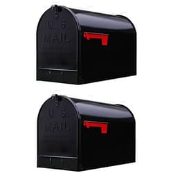 Gibraltar Stanley Extra-Large Capacity Galvanized Steel Black, Post-Mount Mailbox, ST200B00 (2 MAILBOXES)