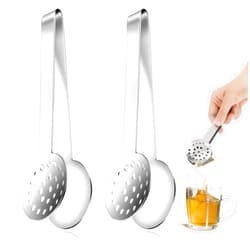 Salbsever 2 Pcs Tea Bag Squeezer Tongs Stainless Steel Tea Bag Tongs Round Tea Bag Strainer Clip Tea Bag Holder for Gripping Tea Strainer Spoon for Ice Sugar Cubes Bar Accessories