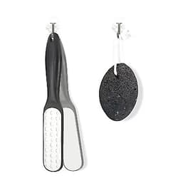 SUTINE Pumice Stone & Foot File Callus Remover Foot Scrubber Set, Stainless Steel Pedicure Rasp for Exfoliation Hard Dead Skin Remover And Daily Feet Care Black
