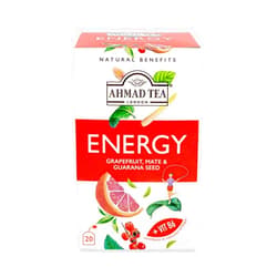 Ahmad Tea Herbal Tea, Grapefruit, Mate, Guarana Seed, & Vitamin B6 'Energy' Natural Benefits Teabags, 20 ct (Pack of 6) - Caffeinated & Sugar-Free