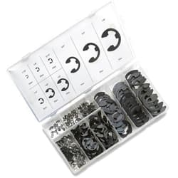 NEIKO 50455A E-Clip Assortment Set | 300 PCS, 9 SAE Sizes, Heat Treated External Retaining Clips, 1/16
