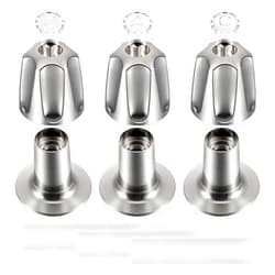 Enhon Faucet Repair Kit Compatible with Price Verve 3 Handle Tub Shower Faucet, 3-Handle shower Hot/Cold/Diverter Knob Replacement for Remodeling Trim (Brushed Nickel)