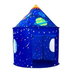 ROIWUIE Rocket Space Ship Play Tent for Kids with Star Lights, Astronaut Themed Pop-Up Playhouse for Indoor & Outdoor, Foldable Space Adventure Gift for Boys and Girls