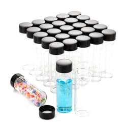 Njvial 28Pcs 30ml(1oz) Small Glass Vials with Lids and Scale Lab Sample Vials Empty Refillable Perfume Travel Mini Glass Graduated Measuring Bottles with Screw Caps for Essential Oils