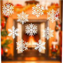 Bipl Pack of 20 Snowflakes Christmas Tree Decoration, Snowflake Decoration Pendants, Snowflakes Hanging Christmas Decoration, White, with 8 m Rope for Christmas Party Tree Decoration