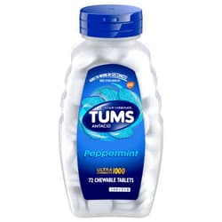TUMS Ultra Strength Chewable Antacid Tablets for Heartburn Relief, Peppermint - 72 Count